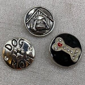 SALE - Dog Mom  - Snap Button Charms Set of 3